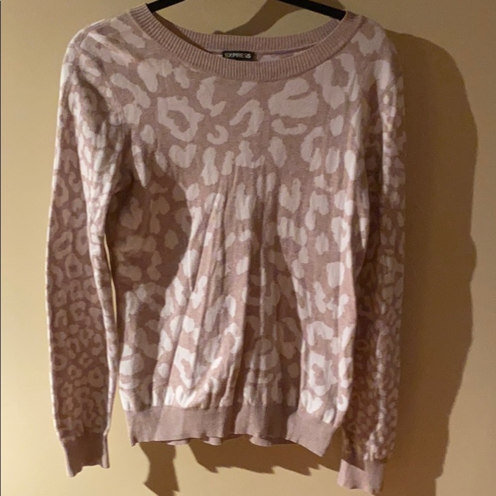 Express light brown and white leopard sweater